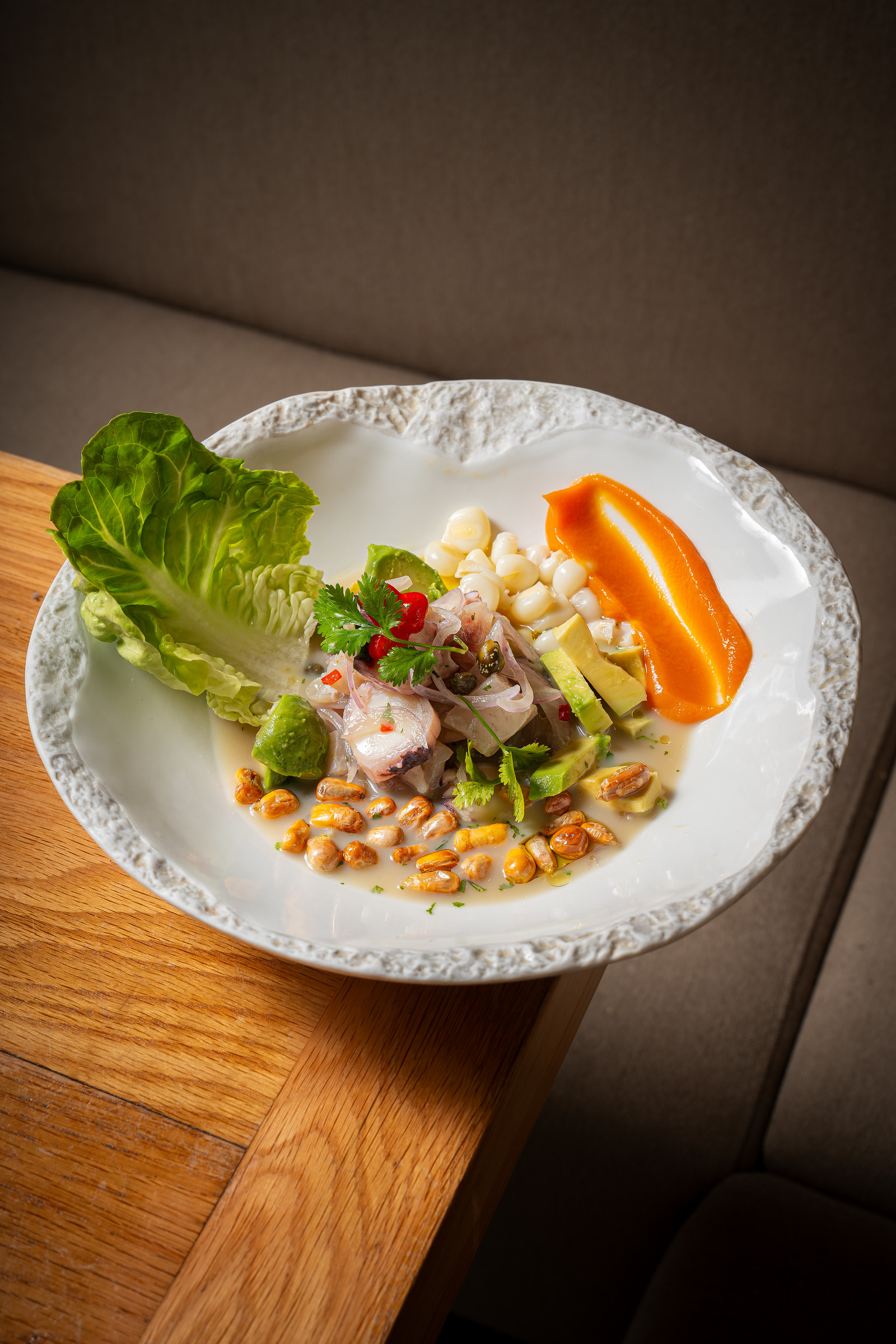 Ceviche apaltado, en la carta de Leche de Tigre